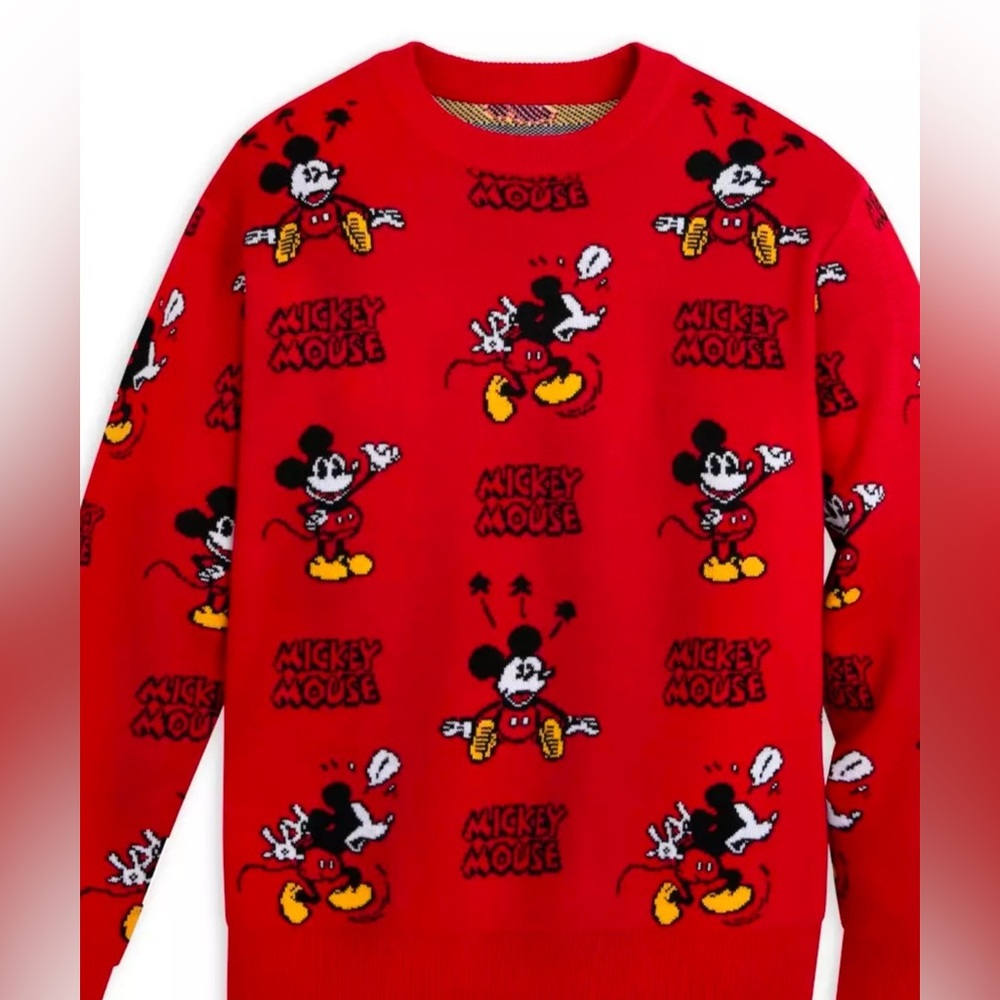 NWT Disney Vibrant Red Mickey Mouse Crewneck Sweater